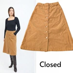 CLOSED Perfect Button Up Cotton Corduroy A Line Midi Skirt Small